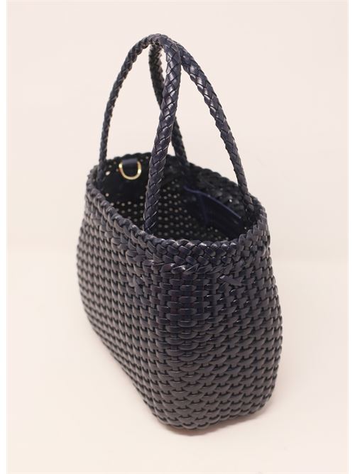 navy blue woven leather handbag Laboratorio Capri | 079NAVY
